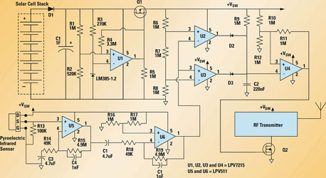 Figure 1. Solar-powered motion detector with an RF link